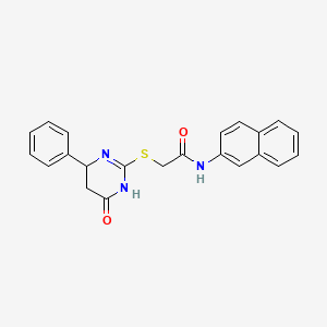 molecular formula C22H19N3O2S B4079438 N-(naphthalen-2-yl)-2-[(4-oxo-6-phenyl-1,4,5,6-tetrahydropyrimidin-2-yl)sulfanyl]acetamide 