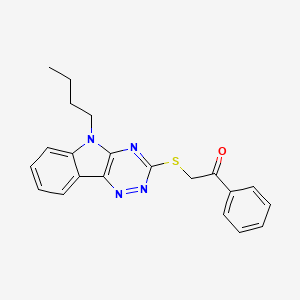 molecular formula C21H20N4OS B4079450 2-[(5-BUTYL-5H-[1,2,4]TRIAZINO[5,6-B]INDOL-3-YL)SULFANYL]-1-PHENYL-1-ETHANONE 