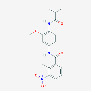 molecular formula C19H21N3O5 B4079501 N-[3-methoxy-4-(2-methylpropanoylamino)phenyl]-2-methyl-3-nitrobenzamide 