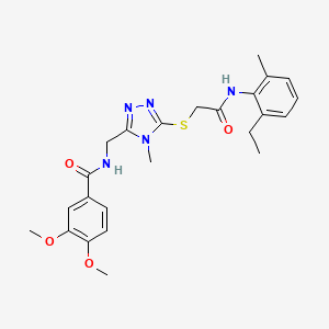 molecular formula C24H29N5O4S B4079508 N-{[5-({2-[(2-ethyl-6-methylphenyl)amino]-2-oxoethyl}sulfanyl)-4-methyl-4H-1,2,4-triazol-3-yl]methyl}-3,4-dimethoxybenzamide 