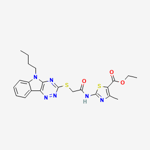 molecular formula C22H24N6O3S2 B4079522 ETHYL 2-[2-({5-BUTYL-5H-[1,2,4]TRIAZINO[5,6-B]INDOL-3-YL}SULFANYL)ACETAMIDO]-4-METHYL-1,3-THIAZOLE-5-CARBOXYLATE 