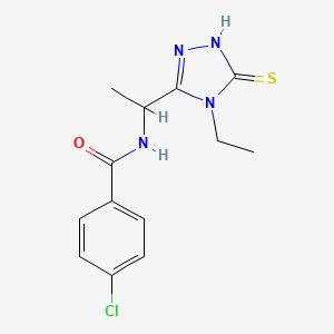 molecular formula C13H15ClN4OS B4079525 4-chloro-N-[1-(4-ethyl-5-sulfanyl-4H-1,2,4-triazol-3-yl)ethyl]benzamide 