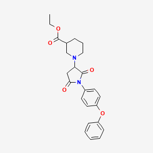 molecular formula C24H26N2O5 B4079598 Ethyl 1-[2,5-dioxo-1-(4-phenoxyphenyl)pyrrolidin-3-yl]piperidine-3-carboxylate 