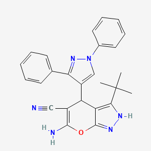 molecular formula C26H24N6O B4079599 6-Amino-3-tert-butyl-4-(1,3-diphenylpyrazol-4-yl)-2,4-dihydropyrano[2,3-c]pyrazole-5-carbonitrile 