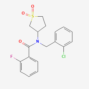molecular formula C18H17ClFNO3S B4079620 N-(2-chlorobenzyl)-N-(1,1-dioxidotetrahydrothiophen-3-yl)-2-fluorobenzamide 