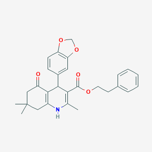 molecular formula C28H29NO5 B407982 2-PHENYLETHYL 4-(2H-1,3-BENZODIOXOL-5-YL)-2,7,7-TRIMETHYL-5-OXO-1,4,5,6,7,8-HEXAHYDROQUINOLINE-3-CARBOXYLATE CAS No. 5767-61-3