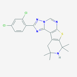 molecular formula C20H19Cl2N5S B408008 4-(2,4-dichlorophenyl)-12,12,14,14-tetramethyl-10-thia-3,5,6,8,13-pentazatetracyclo[7.7.0.02,6.011,16]hexadeca-1(9),2,4,7,11(16)-pentaene 
