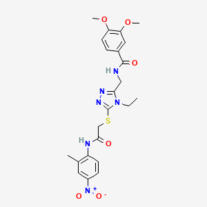 molecular formula C23H26N6O6S B4080145 N-{[4-ethyl-5-({2-[(2-methyl-4-nitrophenyl)amino]-2-oxoethyl}sulfanyl)-4H-1,2,4-triazol-3-yl]methyl}-3,4-dimethoxybenzamide 