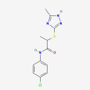 molecular formula C12H13ClN4OS B4080153 N~1~-(4-CHLOROPHENYL)-2-[(5-METHYL-4H-1,2,4-TRIAZOL-3-YL)SULFANYL]PROPANAMIDE 