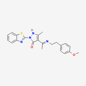 molecular formula C22H22N4O2S B4080222 (4E)-2-(1,3-benzothiazol-2-yl)-4-(1-{[2-(4-methoxyphenyl)ethyl]amino}ethylidene)-5-methyl-2,4-dihydro-3H-pyrazol-3-one 