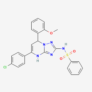 molecular formula C24H20ClN5O3S B4080322 N-[5-(4-chlorophenyl)-7-(2-methoxyphenyl)-4,7-dihydro-[1,2,4]triazolo[1,5-a]pyrimidin-2-yl]benzenesulfonamide 