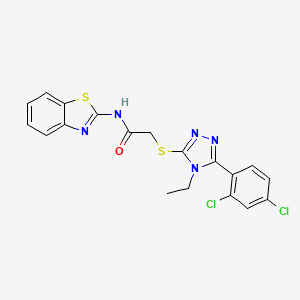 molecular formula C19H15Cl2N5OS2 B4080393 N-(1,3-benzothiazol-2-yl)-2-{[5-(2,4-dichlorophenyl)-4-ethyl-4H-1,2,4-triazol-3-yl]sulfanyl}acetamide 