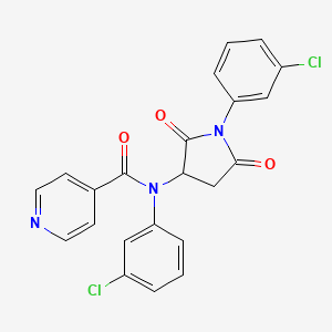 molecular formula C22H15Cl2N3O3 B4080469 N-(3-chlorophenyl)-N-(1-(3-chlorophenyl)-2,5-dioxopyrrolidin-3-yl)isonicotinamide 