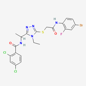 molecular formula C21H19BrCl2FN5O2S B4080476 N-{1-[5-({2-[(4-bromo-2-fluorophenyl)amino]-2-oxoethyl}sulfanyl)-4-ethyl-4H-1,2,4-triazol-3-yl]ethyl}-2,4-dichlorobenzamide 