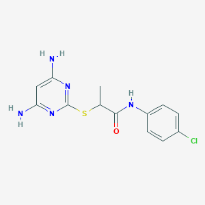 molecular formula C13H14ClN5OS B4080567 N-(4-chlorophenyl)-2-[(4,6-diaminopyrimidin-2-yl)sulfanyl]propanamide 