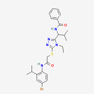 molecular formula C26H32BrN5O2S B4080637 N-(1-{5-[(2-{[4-bromo-2-(propan-2-yl)phenyl]amino}-2-oxoethyl)sulfanyl]-4-ethyl-4H-1,2,4-triazol-3-yl}-2-methylpropyl)benzamide 