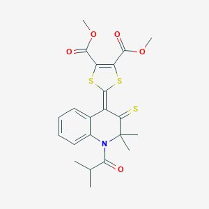 molecular formula C22H23NO5S3 B408068 Dimethyl 2-[2,2-dimethyl-1-(2-methylpropanoyl)-3-sulfanylidenequinolin-4-ylidene]-1,3-dithiole-4,5-dicarboxylate CAS No. 336175-21-4
