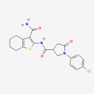 molecular formula C20H20ClN3O3S B4080720 N-(3-carbamoyl-4,5,6,7-tetrahydro-1-benzothiophen-2-yl)-1-(4-chlorophenyl)-5-oxopyrrolidine-3-carboxamide 