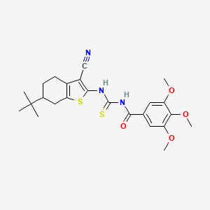 molecular formula C24H29N3O4S2 B4080744 N-[(6-tert-butyl-3-cyano-4,5,6,7-tetrahydro-1-benzothiophen-2-yl)carbamothioyl]-3,4,5-trimethoxybenzamide 