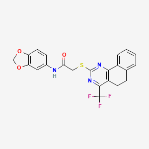 molecular formula C22H16F3N3O3S B4080760 N-(2H-1,3-BENZODIOXOL-5-YL)-2-{[4-(TRIFLUOROMETHYL)-5H,6H-BENZO[H]QUINAZOLIN-2-YL]SULFANYL}ACETAMIDE 