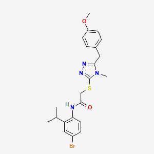 molecular formula C22H25BrN4O2S B4080780 N-[4-bromo-2-(propan-2-yl)phenyl]-2-{[5-(4-methoxybenzyl)-4-methyl-4H-1,2,4-triazol-3-yl]sulfanyl}acetamide 