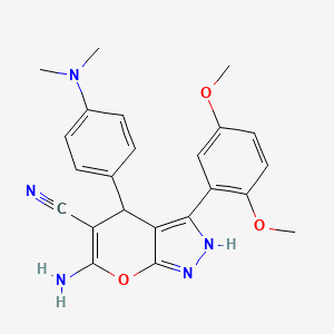 molecular formula C23H23N5O3 B4080786 6-Amino-3-(2,5-dimethoxyphenyl)-4-[4-(dimethylamino)phenyl]-2,4-dihydropyrano[2,3-c]pyrazole-5-carbonitrile 