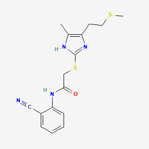 molecular formula C16H18N4OS2 B4080810 N-(2-cyanophenyl)-2-({4-methyl-5-[2-(methylsulfanyl)ethyl]-1H-imidazol-2-yl}sulfanyl)acetamide 