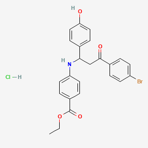 molecular formula C24H23BrClNO4 B4080816 Ethyl 4-[[3-(4-bromophenyl)-1-(4-hydroxyphenyl)-3-oxopropyl]amino]benzoate;hydrochloride 