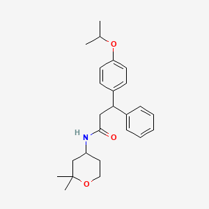 molecular formula C25H33NO3 B4080900 N-(2,2-DIMETHYLOXAN-4-YL)-3-PHENYL-3-[4-(PROPAN-2-YLOXY)PHENYL]PROPANAMIDE 