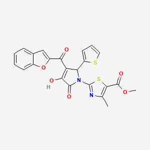 molecular formula C23H16N2O6S2 B4080937 methyl 2-[3-(1-benzofuran-2-ylcarbonyl)-4-hydroxy-5-oxo-2-(thiophen-2-yl)-2,5-dihydro-1H-pyrrol-1-yl]-4-methyl-1,3-thiazole-5-carboxylate 