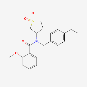 molecular formula C22H27NO4S B4080950 N-(1,1-dioxidotetrahydrothiophen-3-yl)-2-methoxy-N-[4-(propan-2-yl)benzyl]benzamide 