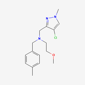 molecular formula C16H22ClN3O B4081024 N-[(4-chloro-1-methyl-1H-pyrazol-3-yl)methyl]-2-methoxy-N-(4-methylbenzyl)ethanamine 
