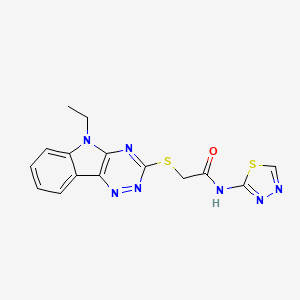 molecular formula C15H13N7OS2 B4081237 2-({5-ETHYL-5H-[1,2,4]TRIAZINO[5,6-B]INDOL-3-YL}SULFANYL)-N-(1,3,4-THIADIAZOL-2-YL)ACETAMIDE 