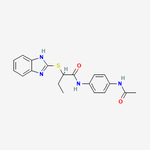 molecular formula C19H20N4O2S B4081268 N~1~-[4-(ACETYLAMINO)PHENYL]-2-(1H-1,3-BENZIMIDAZOL-2-YLSULFANYL)BUTANAMIDE 