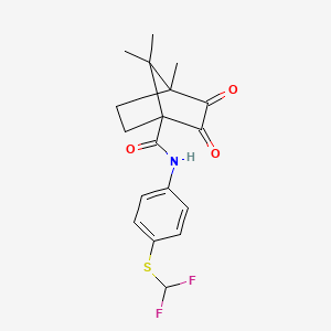 molecular formula C18H19F2NO3S B4081361 N-{4-[(difluoromethyl)sulfanyl]phenyl}-4,7,7-trimethyl-2,3-dioxobicyclo[2.2.1]heptane-1-carboxamide 