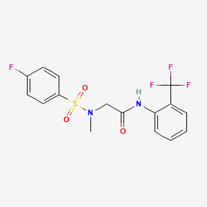 molecular formula C16H14F4N2O3S B4081456 N~2~-[(4-fluorophenyl)sulfonyl]-N~2~-methyl-N-[2-(trifluoromethyl)phenyl]glycinamide 