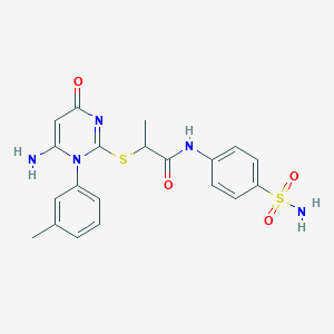 molecular formula C20H21N5O4S2 B4081597 2-{[6-amino-1-(3-methylphenyl)-4-oxo-1,4-dihydropyrimidin-2-yl]sulfanyl}-N-(4-sulfamoylphenyl)propanamide 