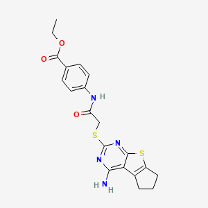 molecular formula C20H20N4O3S2 B4081608 ethyl 4-({[(4-amino-6,7-dihydro-5H-cyclopenta[4,5]thieno[2,3-d]pyrimidin-2-yl)sulfanyl]acetyl}amino)benzoate 