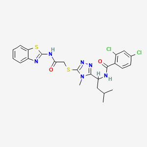 molecular formula C24H24Cl2N6O2S2 B4081671 N-[1-[5-[2-(1,3-benzothiazol-2-ylamino)-2-oxoethyl]sulfanyl-4-methyl-1,2,4-triazol-3-yl]-3-methylbutyl]-2,4-dichlorobenzamide 