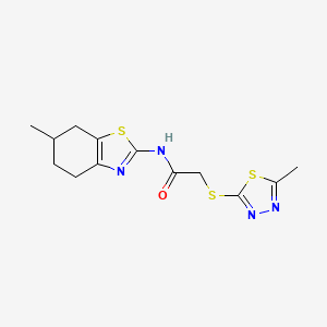 molecular formula C13H16N4OS3 B4081840 N-(6-methyl-4,5,6,7-tetrahydro-1,3-benzothiazol-2-yl)-2-[(5-methyl-1,3,4-thiadiazol-2-yl)sulfanyl]acetamide 