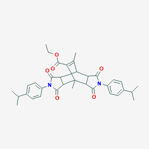 molecular formula C35H38N2O6 B408190 Ethyl 4,10-bis(4-isopropylphenyl)-1,14-dimethyl-3,5,9,11-tetraoxo-4,10-diazatetracyclo[5.5.2.0~2,6~.0~8,12~]tetradec-13-ene-13-carboxylate 