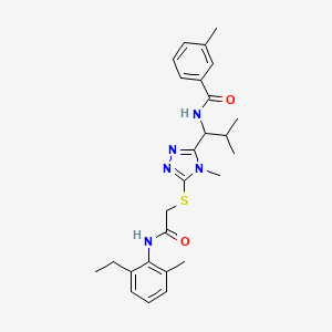 molecular formula C26H33N5O2S B4081913 N-{1-[5-({2-[(2-ethyl-6-methylphenyl)amino]-2-oxoethyl}sulfanyl)-4-methyl-4H-1,2,4-triazol-3-yl]-2-methylpropyl}-3-methylbenzamide 