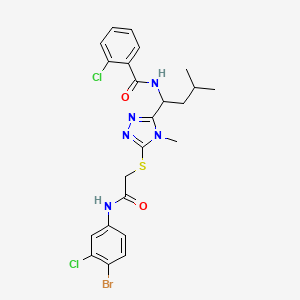 molecular formula C23H24BrCl2N5O2S B4081952 N-{1-[5-({2-[(4-bromo-3-chlorophenyl)amino]-2-oxoethyl}sulfanyl)-4-methyl-4H-1,2,4-triazol-3-yl]-3-methylbutyl}-2-chlorobenzamide 