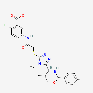 molecular formula C26H30ClN5O4S B4081960 methyl 2-chloro-5-[({[4-ethyl-5-(2-methyl-1-{[(4-methylphenyl)carbonyl]amino}propyl)-4H-1,2,4-triazol-3-yl]sulfanyl}acetyl)amino]benzoate 