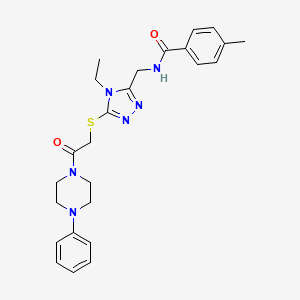 molecular formula C25H30N6O2S B4082036 N-[(4-ethyl-5-{[2-oxo-2-(4-phenylpiperazin-1-yl)ethyl]sulfanyl}-4H-1,2,4-triazol-3-yl)methyl]-4-methylbenzamide 