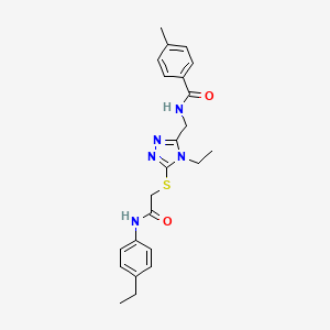 molecular formula C23H27N5O2S B4082117 N-[[4-ethyl-5-[2-(4-ethylanilino)-2-oxoethyl]sulfanyl-1,2,4-triazol-3-yl]methyl]-4-methylbenzamide 