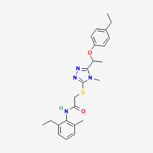 molecular formula C24H30N4O2S B4082135 N-(2-ethyl-6-methylphenyl)-2-({5-[1-(4-ethylphenoxy)ethyl]-4-methyl-4H-1,2,4-triazol-3-yl}sulfanyl)acetamide 