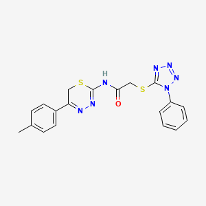 molecular formula C19H17N7OS2 B4082259 N-[5-(4-METHYLPHENYL)-6H-1,3,4-THIADIAZIN-2-YL]-2-[(1-PHENYL-1H-1,2,3,4-TETRAZOL-5-YL)SULFANYL]ACETAMIDE 