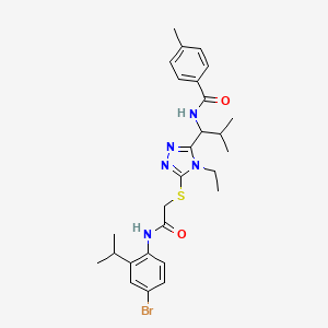 molecular formula C27H34BrN5O2S B4082274 N-(1-{5-[(2-{[4-bromo-2-(propan-2-yl)phenyl]amino}-2-oxoethyl)sulfanyl]-4-ethyl-4H-1,2,4-triazol-3-yl}-2-methylpropyl)-4-methylbenzamide 