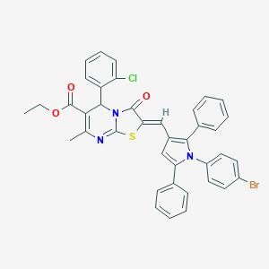 molecular formula C39H29BrClN3O3S B408233 ethyl 2-{[1-(4-bromophenyl)-2,5-diphenyl-1H-pyrrol-3-yl]methylene}-5-(2-chlorophenyl)-7-methyl-3-oxo-2,3-dihydro-5H-[1,3]thiazolo[3,2-a]pyrimidine-6-carboxylate 